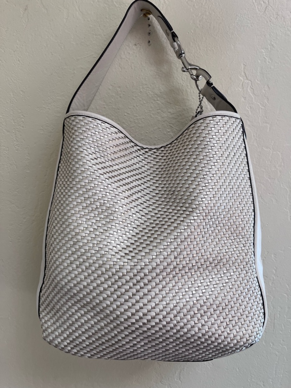 Coach Park Avery White Woven Hobo Shoulder Bag - Picture 2 of 12